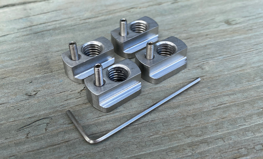 Stainless steel 316 locking t-nut available in M8 and M6 versions